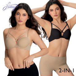 Ladies' 2 in 1 Molded Cup Bra, 92% Nylon, 8% Spandex
